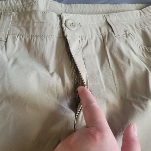 Eddie Bauer Capri Pants Womens 16 Tan Brown Rainier UV Protection Water Repel - Picture 2 of 13